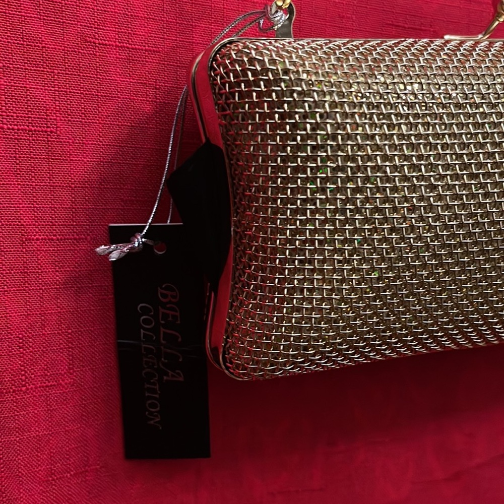 Women’s Gorgeous Gold Purse with white sparkle Tiny Stones Embedded. NWOT - Picture 8 of 14